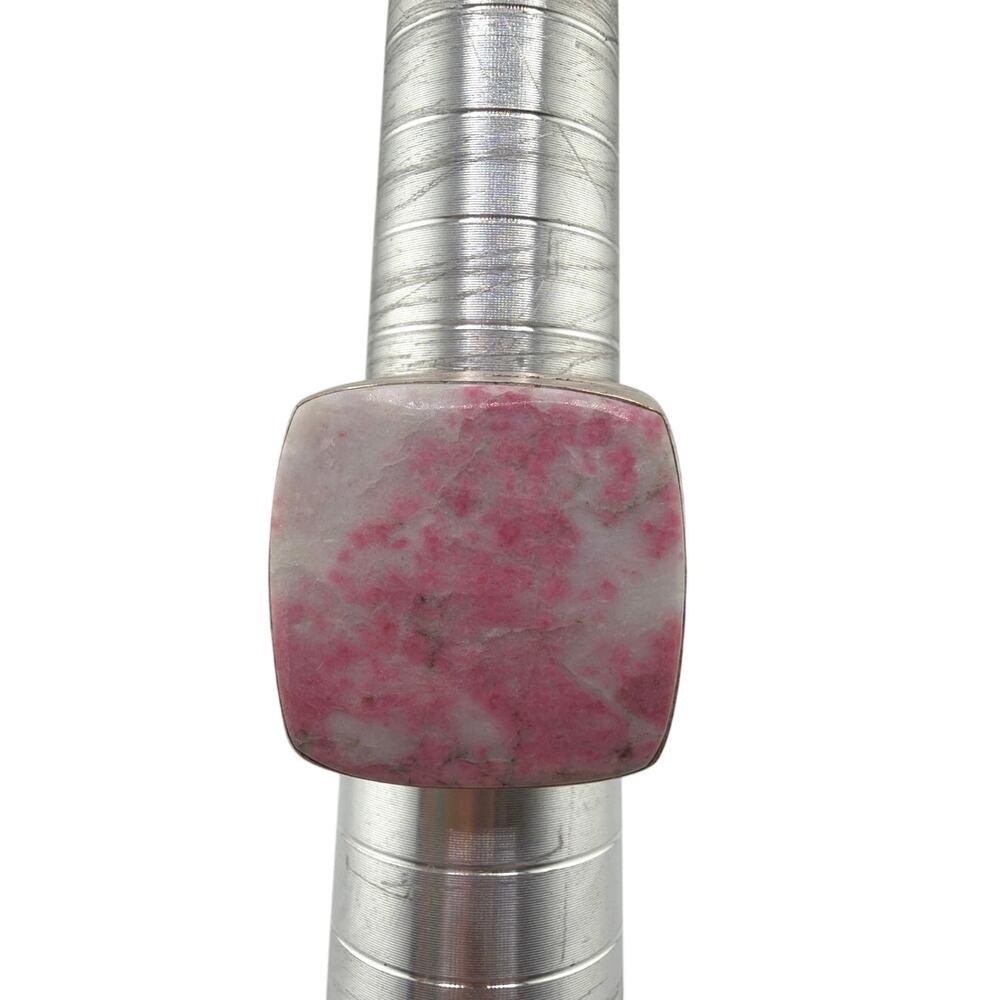 Sterling Silver Cinnabrite Cherry Blossom Stone Artisan Ring Size 8.5